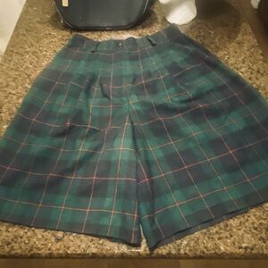 KAREN SCOTT size 14 green with red plaid  vintage skirt see measurements &flaws